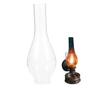 BEAHING Oil Lamp Chimney, Clear Glass Chimney for Oil Lamp Hurricane Lamp Glass Replacement Chimney Lamp Shade (2 Inch Base by 9.6 Inch Tall) for Oil and Kerosene Lamps
