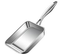 BEAHING Omelette Tamagoyaki Pan - Stainless Steel Japanese Non-Stick Uncoated Egg Roll Pan 7.5x6.3 Rectangle Frying for Cooking, Steaks, Bacon - Square