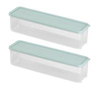 BEAHING Pasta Storage Containers, 2PCS Food Storage Containers with Lids, 12x3x3 Inch Spaghetti Noodle Container for Refrigerator