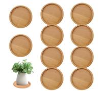BEAHING Plant Pot Saucers 10PCS 2.4 Inch Round Bamboo Plant Saucer Plant Pot Tray Small Flower Pot Drip Trays for Indoors Table Desk Outdoor Garden Decorations Small, Plant Pot Saucers