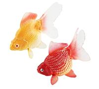 BEAHING Plastic Fish, 2PCS Fake Fish, Realistic Yellow & Red Plastic Moving Floating for Aquarium Tank, Floating