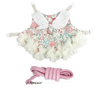 BEAHING Rabbit Harness and Leash Set, Floral Bunny Clothes with 4ft Leash, for Kitten Ferret Chihuahua Puppy, Small Animal