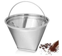 BEAHING Reusable Coffee Filters, Cone Coffee Filters 5x3 Stainless Steel Reusable with Handle Replacement Easy Wash Machine Accessories, Stainless Steel Filter