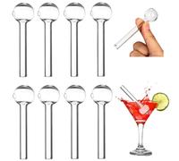 BEAHING Reusable Straws, Glass Straws with Hollow Ball End 8Pcs 4" Transparent Short Reusable for Cocktail, Milkshake, Coffee, Juice