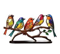 BEAHING Robin Garden Ornaments, Desk Decorations Colorful 5 Birds on a Branch Ornaments Acrylic Birds Sculpture Ornaments Birds Statues Table Home Decor Accessories