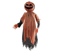 BEAHING Scary Halloween Decorations, Halloween Animatronics, 47" Sound & Touch Activated Lighted-up Scary Decorations with Creepy Sound, Pumpkin Scarecrow for Home Decor