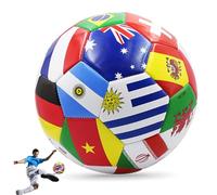 BEAHING Size 5 Soccer Ball, 8.5 Inch National Flag Soccer Ball, Outdoor Youth and Adult Football, Waterproof Sports Football Bal for League Game Training Practice