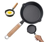 BEAHING Small Cast Iron Skillet, Mini Cast Iron Skillet, 6 Inch Round Non-Stick Mini Frying Pan with 2 Pouring Spout, for Stove Gas Induction Hob