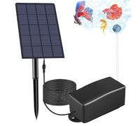 BEAHING Solar Pond Aerator, 6V 2W 2 Air Bubble Stones IP64 Waterproof Solar Pond with 118in Connection Cable Pond Air Aerator Outdoor for Fish Tank, Outdoor Pond, Solar Pond