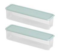 BEAHING Spaghetti Container, 2PCS Pasta Storage Containers, 12x3x3 Inch Food Grade Spaghetti Noodle Container with for Refrigerator, Kitchen Pantry