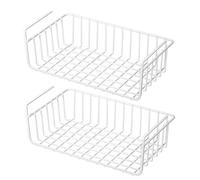 BEAHING Under Shelf Wire Basket 2Pcs Coated Iron Heavy Duty Under Shelf Organizer Non-slip Hollow 12.4x8.1x4.5in Under Cabinet Basket for Kitchen Pantry Under Shelf Organizer