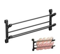 BEAHING Wall Shoe Rack, Wall Mounted Shoe Rack for 8 Pairs Foldable Double-Layer Nail-Free Install Rust-Proof Storage for Organization, Storage