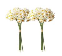 BEAHING White Flowers Artificial, 12Pcs Artificial Daffodils Flowers Faux Silk Flower Daffodils Plants Spring DIY Flower Bouquet for Party Home Decoration, Daffodils Ornaments