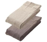 BEAHING Women's Cable Knit Tights, Brown, One Size, Striped, High Stretch, Regular Fit, Ankle Length, Polyester, Snag-Resistant, Breathable, Stylish Pattern, Winter Warmth