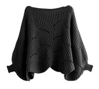 BEAHING Women's Warm Knitted Shawl Wrap Scarf with Sleeves for Cold Weather, Chunky Winter Sweater, Black