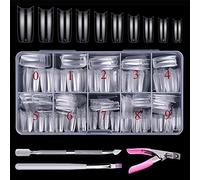 Beainfir 500 Pieces Clear False Nail Tips French Artificial Fake Art Nails Tips 10 Sizes DIY Acrylic Fake Nail with Box, Nail Brush, Cuticle Pushes and Nail File