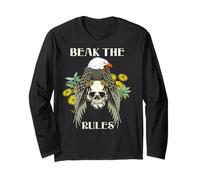 Beak The Rules Rebellious Eagle Skull Humor Statement Long Sleeve T-Shirt