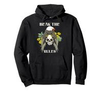 Beak the Rules Rebellious Eagle Skull Humor Statement Pullover Hoodie