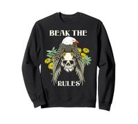 Beak the Rules Rebellious Eagle Skull Humor Statement Sweatshirt