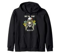 Beak the Rules Rebellious Eagle Skull Humor Statement Zip Hoodie