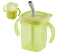 Beakers for Elderly 310ml Spill Proof Adult Sippy Cup with Straw Plastic Dysphagia Cups with Dual Handle and Lid for Kids Elderly Disabled Patient Maternity Green, Sippy Cup for Adults