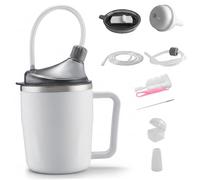 Beakers for Elderly - 400ml Non Spill Adult Sippy Cup with 3 Lids, Straw & Spout, Spill Proof Drinking Cup for Adults with Dysphagia White Non Cups for Elderly Adult Sippy