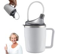 Beakers for Elderly, 400ml Spill Proof Adult Sippy Cup with Straw, 3-in-1 Stainless Steel Dysphagia Cups with Handle, Adult Drinking Cup for Elderly Disabled Patient Maternity Kids.