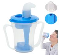 Beakers for Elderly Large Capacity Spill Proof Adult Sippy Cup Clear Plastic Dysphagia Cups with Dual Handle and Lid Wathet