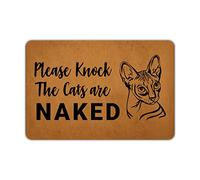 Bealam Welcome Mats for Front Door Outdoor Entry Please Knock The Cats are Naked Doormat Non Slip Rubber Mat for Home Indoor Farmhouse Funny Kitchen Rugs