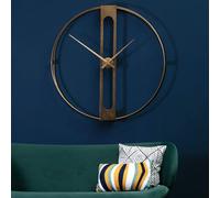 bealie round metal wall clock in gold