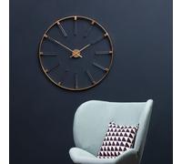 bealie round metal wall clock in white and gold