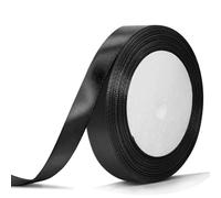 Bealif 25 Yards Black Ribbon 15mm for Gift Wrapping, Black Satin Ribbons Thick Fabric Polyester for DIY Sewing Project, Hair Bows, Cake Florist Birthday Halloween Wedding Car Ribbon