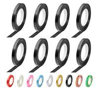 Bealif 9 Rolls Black PVC Curling Ribbon 5mm x 10m, Classic, New Year, Black, Solid