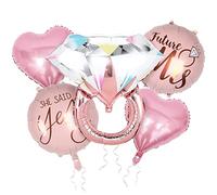 Bealif Engagement Decorations - Diamond Ring Balloons 22in Rose Gold 'She Said Yes' Future Mrs Heart Foil Balloons for Wedding Bridal Decorations (5pack)