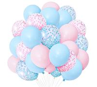 Bealif Pink and Blue Balloons Set, 30 Pack 12 Inch Pink Blue Latex Confetti Balloons Light Blue Pink Balloon Boy or Girl Gender Reveal Party Decorations for Gender Reveal Birthday Baby Shower