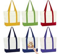 bealy Mini Tote Bag, 6 Pack Small Canvas Tote Bag with Pockets, 12oz Canvas Tote Bags Bulk Reusable Small Canvas Tote for Painting, Sublimation, Crafts DIY, Reusable Shopping Bag
