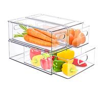 bealy Refrigerator Organizer Bins with Pull-out Drawer,Fridge Drawers Clear Stackable Storage Bins Containers for Freezer, Refrigerator, Pantry Organization and Storage (3 Pack), ROB003