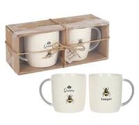 Beam Bomb Queen Bee and Keeper Couples Ceramic Mug Set Gift - Pack of 2 Mugs