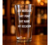 Beam & Etch - Personalised Beer Glass - Laser Engraved Toughened Pint Glass 20oz (568ml) CE Marked - Classic Perfect Pint Glass Gift for Birthdays, Men, Dad, Friends & Beer Lovers