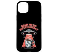 Beam Me Up Before Monday Retro Funny UFO Coffee Lover Case for iPhone 15 Plus