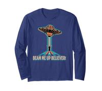 Beam Me Up Believer Flying Saucer Sci-Fi Retro Humor Long Sleeve T-Shirt