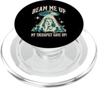 Beam Me Up Therapist Gave Up Vintage Alien Sarcasm PopSockets PopGrip for MagSafe