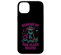 Beam Me Up This Place Sucks UFO City Humor Retro Space Case for iPhone 14 Plus