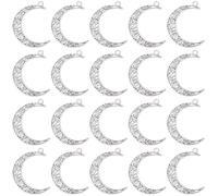 BEAMARKER 1 Box 20Pcs Crescent Moon Charm Silver Celestial Charms Bulk Metal Alloy Antique Tibetan Vintage Hollow Filigree Moon Pendants for Jewelry Making Necklace Earring DIY Craft Accessories