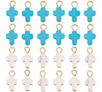 BEAMARKER 1 Box 60Pcs Stone Cross Charms Crucifix Charms Bulk with Iron Loops Synthetic Turquoise Colorful Small Gems Easter Vintage Hanging Pendants for Jewelry Bracelet Necklace Earring DIY Craft