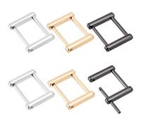 BEAMARKER 1 Box 6Pcs 3 Colors Rectangle Belt Rings Screw Ring Buckle Strap Connector Metal Rectangular Shackle Screws Hardware Bag Strap Loop Replacement for Purse Making Handbag Leathercraft Belt