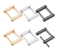 BEAMARKER 1 Box 6Pcs 3 Colors Rectangle Screw Ring Buckle Screw in Buckles Strap Connector Metal Rectangular Shackle Screws Hardware Bag Strap Loop Replacement for Purse Making Handbag Leathercraft