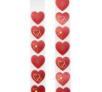 BEAMARKER 1000Pcs Red Heart Stickers 3 Designs Self-Adhesive Heart Reward Decals 1 Inch Gift Tag Stickers for Classroom Teacher Valentine's Day Wedding Birthday Party Presents Decoration(2 Rolls)