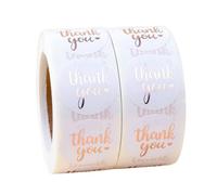 BEAMARKER 1000Pcs Round Thank You Stickers 0.98 Inch White Labels with Rose Gold Foil Script Waterproof Self-Adhesive Stickers for Small Business Wedding Packaging Gift Boxes Envelopes