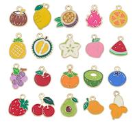 BEAMARKER 120Pcs 20 Styles Assorted Fruit Charms Bulk Cherry Banana Grape Strawberry Alloy Enamel Pendant Cute Fruit Bead Dangle Charm for Bracelet Jewelry Making Necklace Earring DIY Craft Keychain